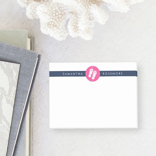 Teenslippers Preppy Fuchsia Pink & Navy Stripe Post-it® Notes