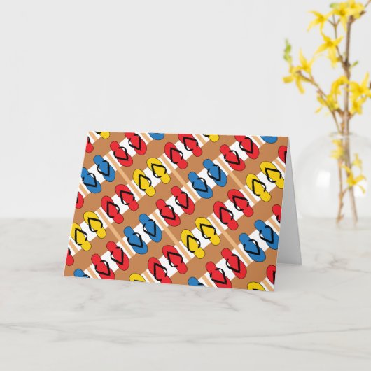 Teenslippers Primaire kleurenstrips Kaart (Gele Bloem)