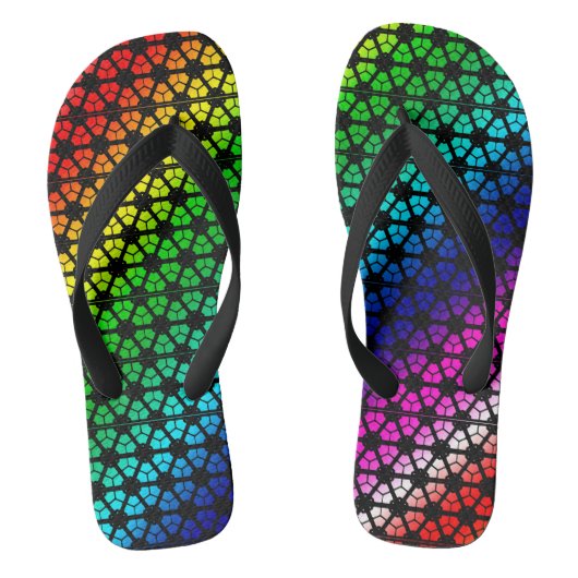 Teenslippers - Regenboogpatroon in loodglas (Voetbed)
