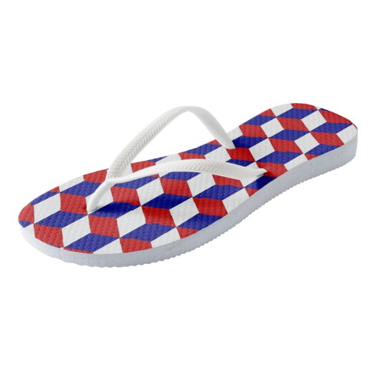 Teenslippers - Rood, Wit, en Blauwe Blokken (Schuin)