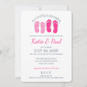 Teenslippers Roze en Navy Blue Couple's Shower Kaart (Voorkant)