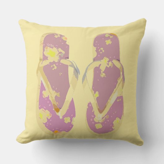 Teenslippers Roze gele achtergrond Kussen (Voorkant)