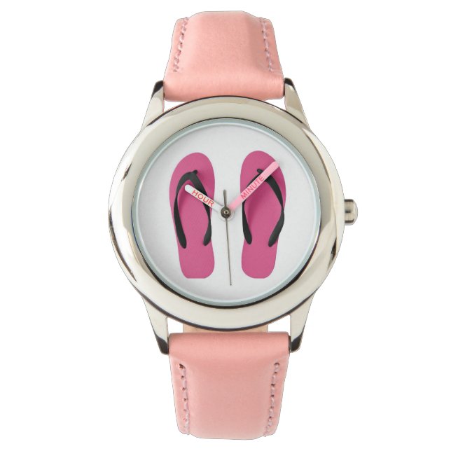 Teenslippers Roze Horloge (Voorkant)