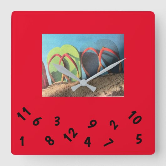 ***TEENSLIPPERS** SQUARE WALL CLOCK VIERKANTE KLOK (Voorkant)