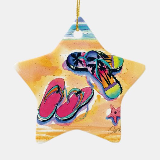 Teenslippers stervormgeving keramisch ornament (Voorkant)