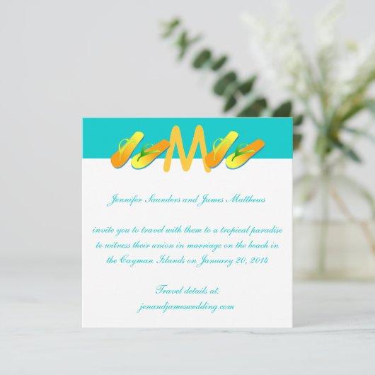 teenslippers Tropische bruiloft Kaart (Staand voorkant)