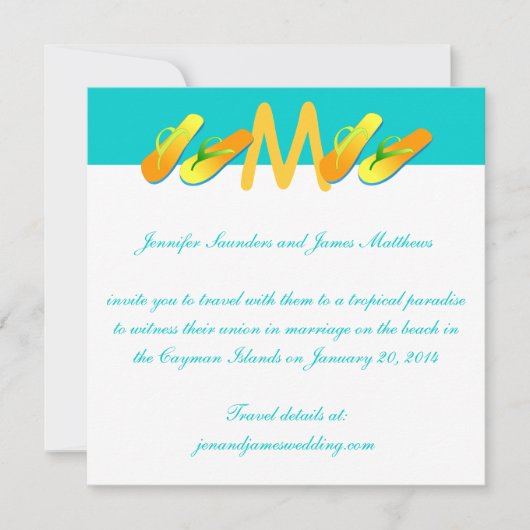 teenslippers Tropische bruiloft Kaart (Voorkant)