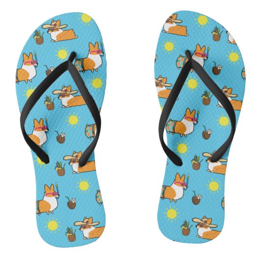Teenslippers van Corgi Beach Party (Red Pembroke) (Voetbed)