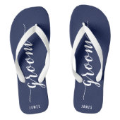 Teenslippers van de Aangepaste Groom Navy Blue Wed (Voetbed)