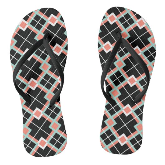 Teenslippers van de soort "Coral Mint Black White" (Voetbed)