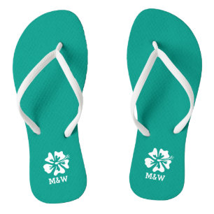 Teenslippers van de strandbloemmonogram van Hawaii
