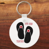 Teenslippers van de vijfde klas van de leraar rode sleutelhanger (Voorkant)