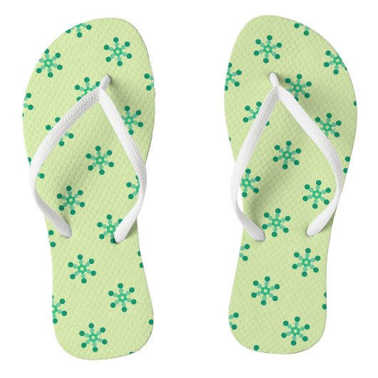 Teenslippers van het Groene Motif Patroon (Voetbed)