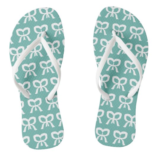 Teenslippers van het lint Bow Turquoise Pattern (Voetbed)