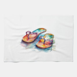 Teenslippers van het regenboogrif theedoek