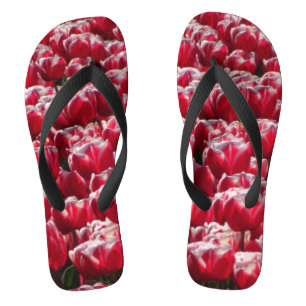 Teenslippers van het rode witte Tulpenpatroon