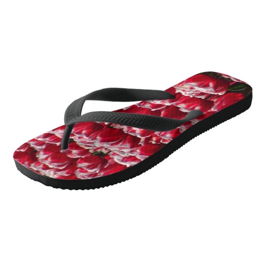 Teenslippers van het rode witte Tulpenpatroon (Schuin)