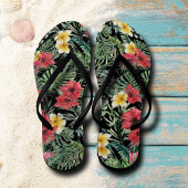 Teenslippers van het zwarte tropische flessenpatro