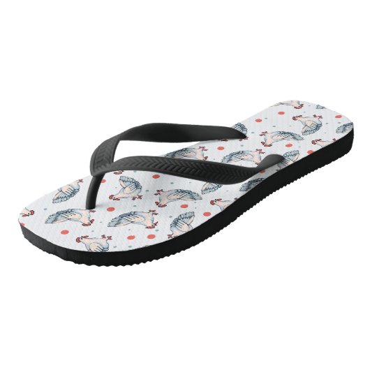 Teenslippers van kippen en pokkendots (Schuin)