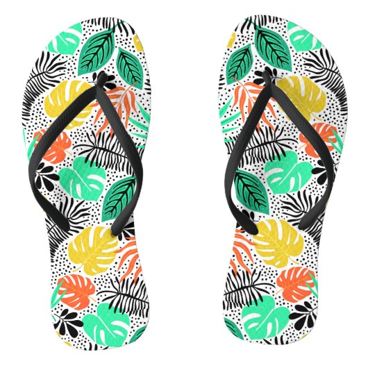 Teenslippers van kleurrijke Planten en Stippen (Voetbed)