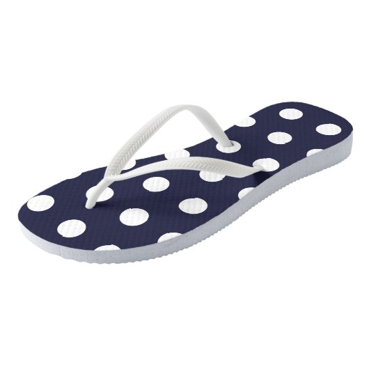 Teenslippers van Navy Blue en White Polka Dot (Schuin)