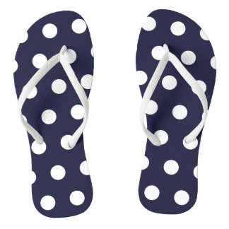 Teenslippers van Navy Blue en White Polka Dot