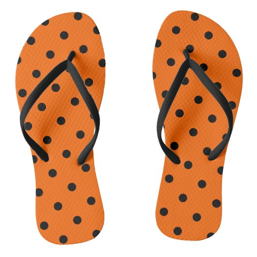 Teenslippers van Oranje-/zwarte pooldots (Voetbed)