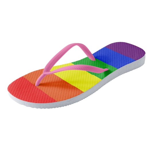 Teenslippers van regenboogstrippen (Schuin)