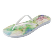 Teenslippers van regenboogvlies met witte riem (Schuin)