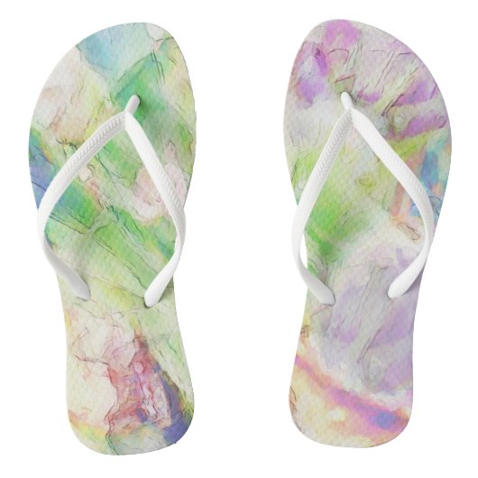 Teenslippers van regenboogvlies met witte riem (Voetbed)