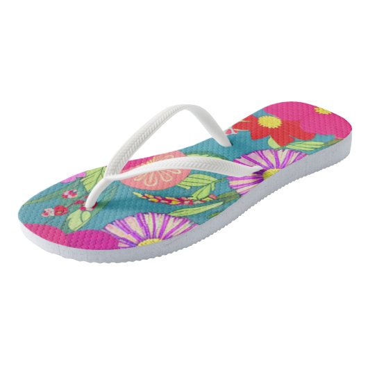 Teenslippers van Tropische bloemen (Schuin)