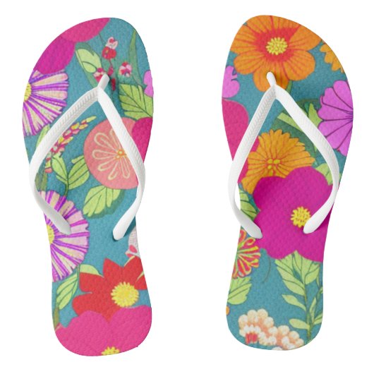 Teenslippers van Tropische bloemen (Voetbed)
