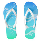Teenslippers van Turquoise en White Swirls (Voetbed)