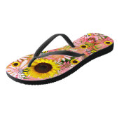 Teenslippers van zonnebloemen, bloemen, vlinderblo (Schuin)