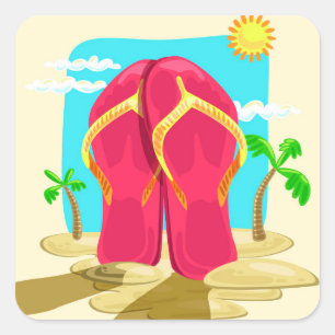 Teenslippers Vierkante Sticker