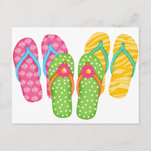 Teenslippers voor de zomer briefkaart