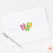 Teenslippers voor de zomer ronde sticker (Envelop)