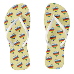 Teenslippers voor regenbooghartpatroon
