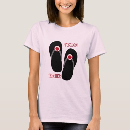Teenslippers voor rode Apple-leerkrachten T-shirt (Voorkant)