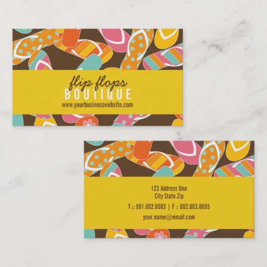 Teenslippers voor zomervakantie en vun kleurrijk s visitekaartje (Voorkant / Achterkant)
