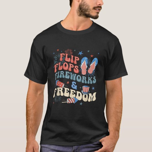 Teenslippers Vuurwerk Vrijheid Patriottische Vierd T-shirt (Voorkant)
