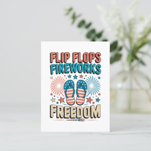 Teenslippers, Vuurwerk, Vrijheid – Patriottische Z Briefkaart