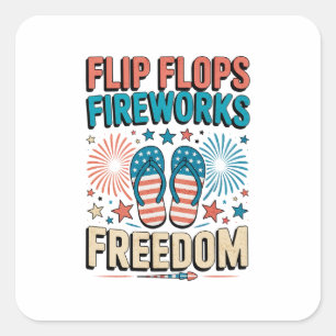Teenslippers, Vuurwerk, Vrijheid – Patriottische Z Vierkante Sticker