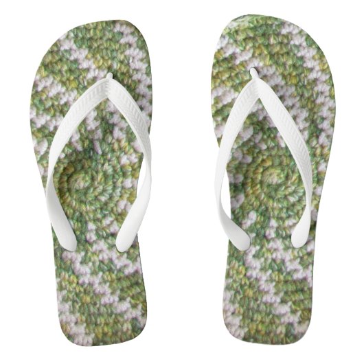 Teenslippers - White Spiral on Green (Voetbed)