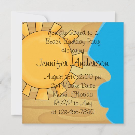 Teenslippers zonnebril strand verjaardagsfeestje kaart (Achterkant)