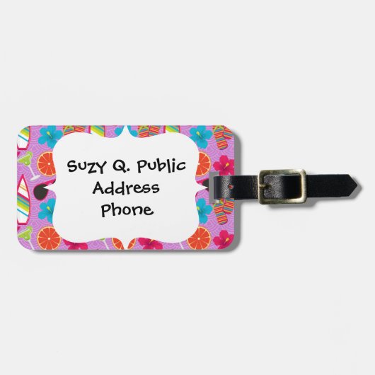 Teenslippers Zonnebrillen Beachball Paars Bagagelabel (Voorkant horizontaal)