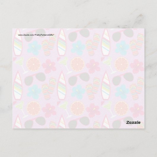 Teenslippers Zonnebrillen Beachball Paars Briefkaart (Achterkant)