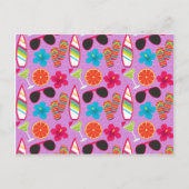 Teenslippers Zonnebrillen Beachball Paars Briefkaart (Voorkant)