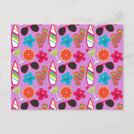 Teenslippers Zonnebrillen Beachball Paars Briefkaart (Voorkant)