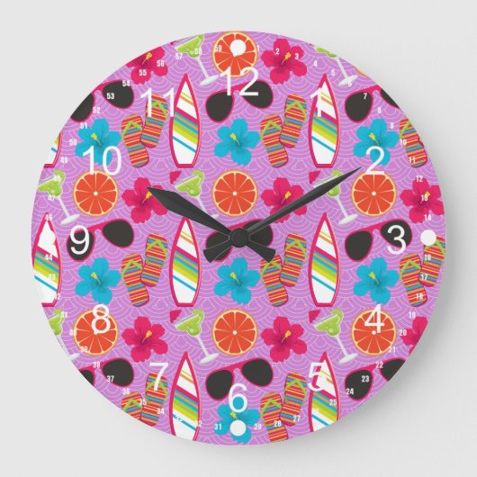 Teenslippers Zonnebrillen Beachball Paars Grote Klok (Voorkant)
